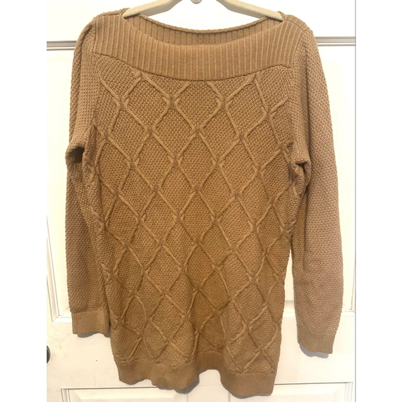 LOFT Sweaters - LOFT sweater Tan Cable Knit sz L women's Long Sleeve Boat Neck Sweater